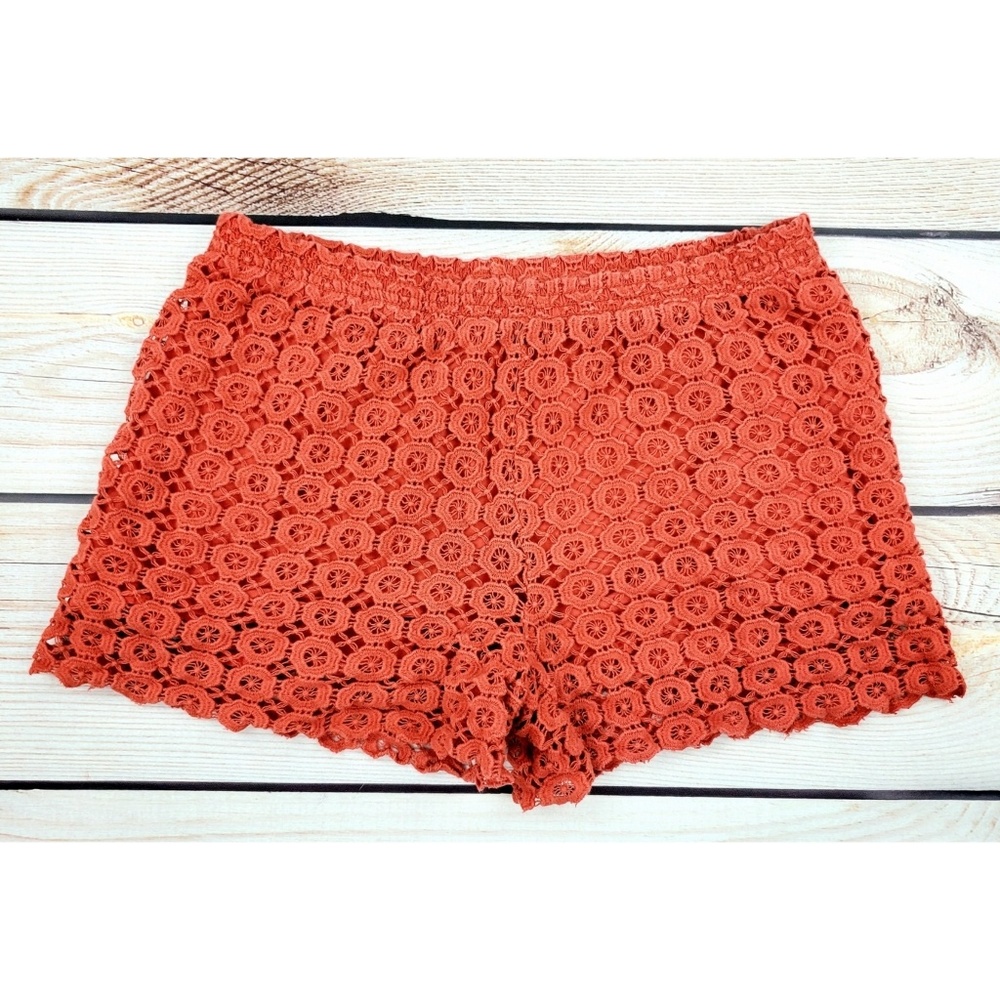 Chelsea & Violet coral red lace shorts lined S - Picture 2 of 7